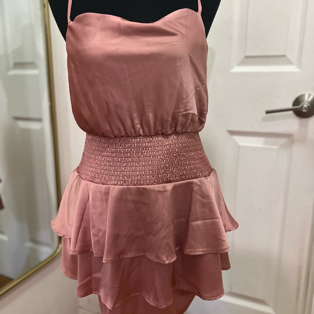 Elegant Pink Ruffle Dress
